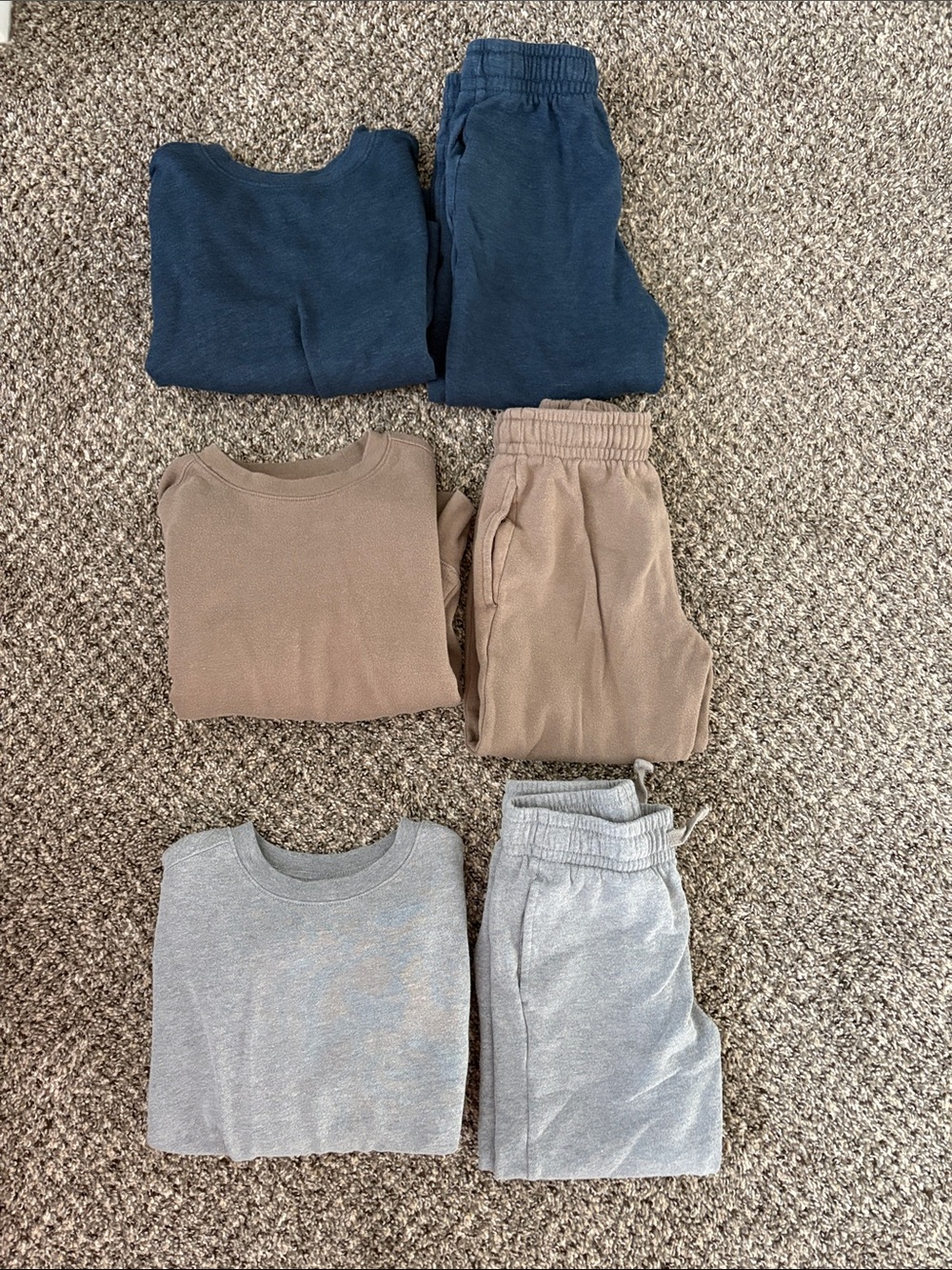 Boys Jogger Sets - Navy, Taupe, and Light Gray